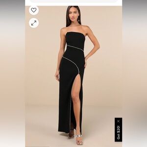 NWT! Elevated Sparkle Black Rhinestone Strapless Maxi Dress
